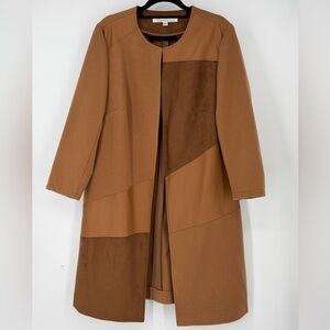 Kenneth Cole New-York Tan Block Open COAT Caramel Women Size XL